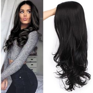 Black Wavy Long Wig Synthetic Natural Looking